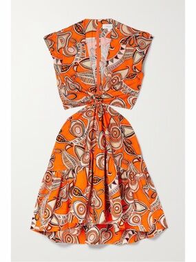 A.L.C. Orange Abstract Knot-Front Mini Dress